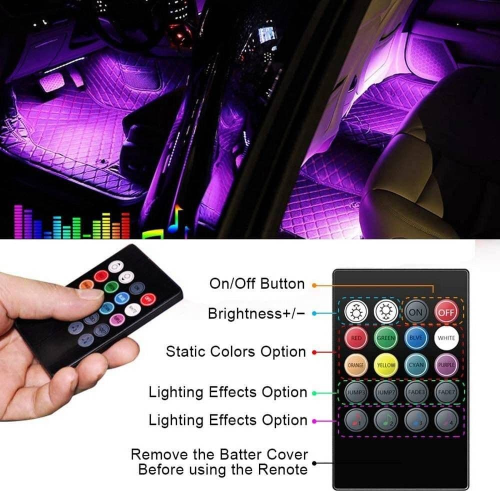 STRISCIA PER AUTO 48 LED RGB 4 BARRE 8 COLORI MODALITÀ MUSICA CON TELECOMANDO in Luci abitacolo Trade Shop italia - Napoli, commercioVirtuoso.it