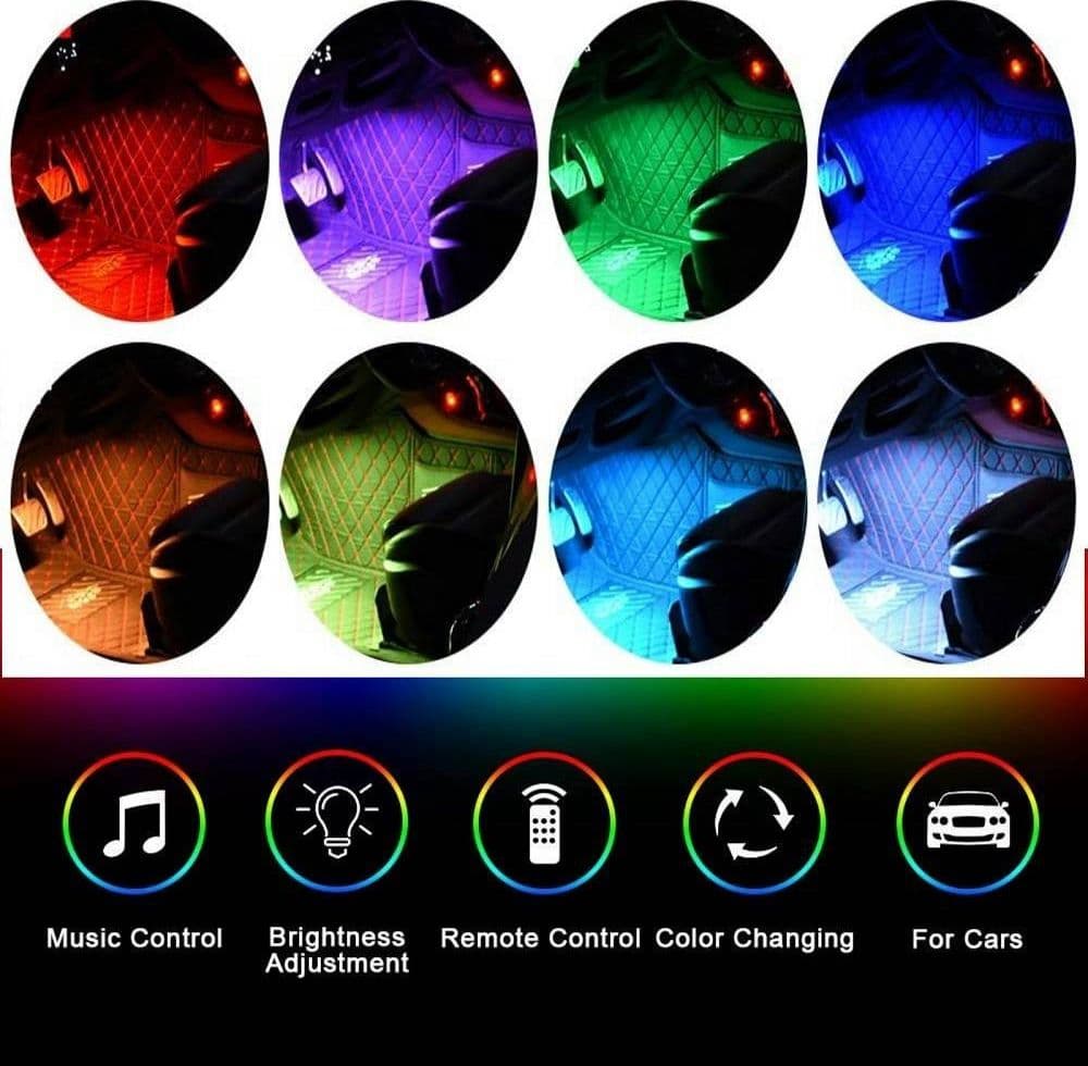 STRISCIA PER AUTO 48 LED RGB 4 BARRE 8 COLORI MODALITÀ MUSICA CON TELECOMANDO in Luci abitacolo Trade Shop italia - Napoli, commercioVirtuoso.it