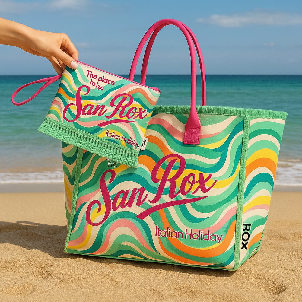 Set Borsa e Pochette Mare Design Fantasy con Frange Borsetta Organizer da Mare in Borse Tote Esplodia - Napoli, commercioVirtuoso.it