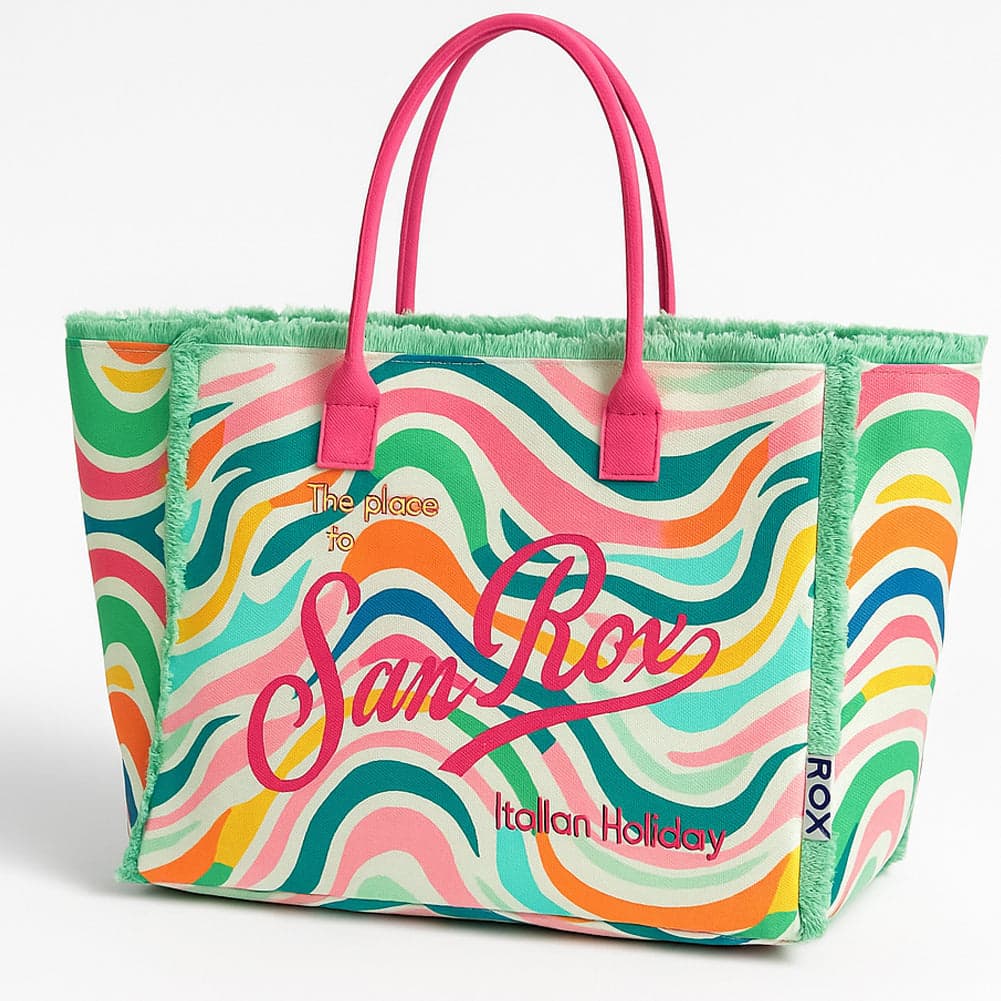 Set Borsa e Pochette Mare Design Fantasy con Frange Borsetta Organizer da Mare in Borse Tote Esplodia - Napoli, commercioVirtuoso.it