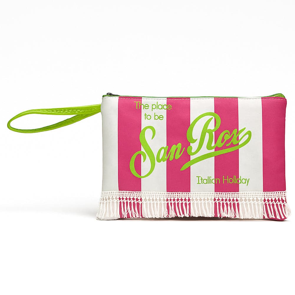Set Borsa e Pochette Mare a Strisce Rosa con Frange Borsetta Organizer da Mare in Borse a spalla Esplodia - Napoli, commercioVirtuoso.it