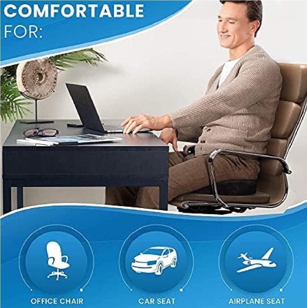 Cuscino Memory Foam Ergonomico per Sedia Ufficio Auto Aereo 47x35 H5 cm Blu in Cuscini per sedie e supporti lombari Danyx - Casoria, commercioVirtuoso.it