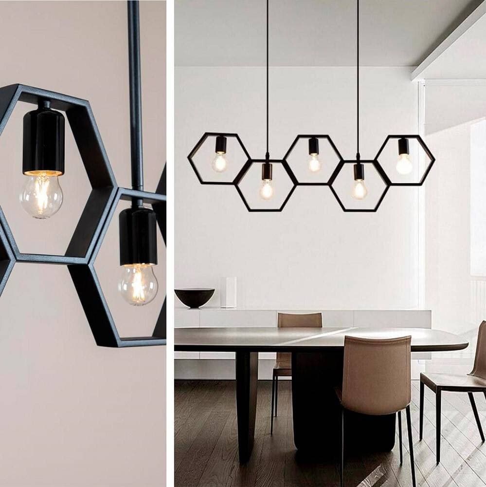 LAMPADARIO SOSPENSIONE GEOMETRICO ESAGONALE E27 INDUSTRIALE NERO VINTAGE LP-89N in Lampade a sospensione Trade Shop italia - Napoli, commercioVirtuoso.it
