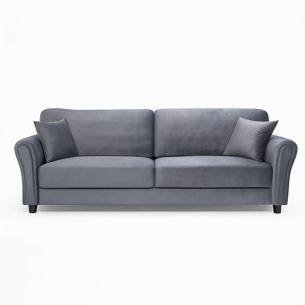 Divano 3 Posti con Rivestimento in Velluto Grigio Premium Sofa Relax 212x75x87cm in Divani Esplodia - Napoli, commercioVirtuoso.it