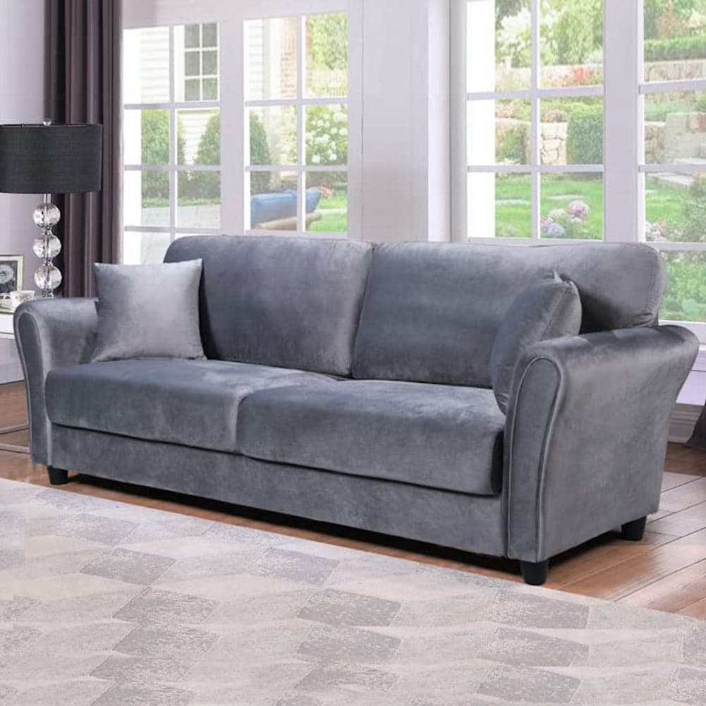 Divano 3 Posti con Rivestimento in Velluto Grigio Premium Sofa Relax 212x75x87cm in Divani Esplodia - Napoli, commercioVirtuoso.it