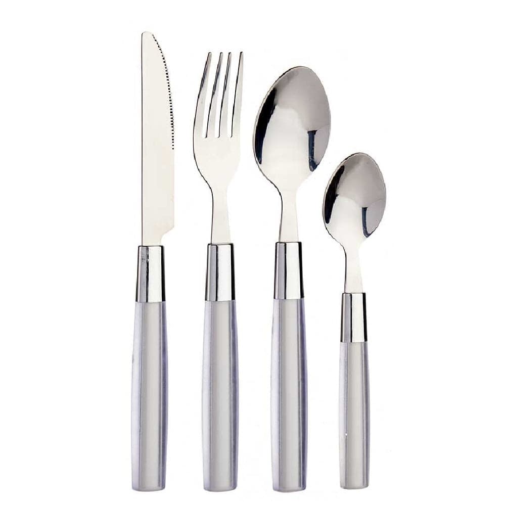 Kit 16 Posate Acciaio Manico Grigio con Supporto Scolaposate Design Moderno in Set di posate miste Danyx - Casoria, commercioVirtuoso.it