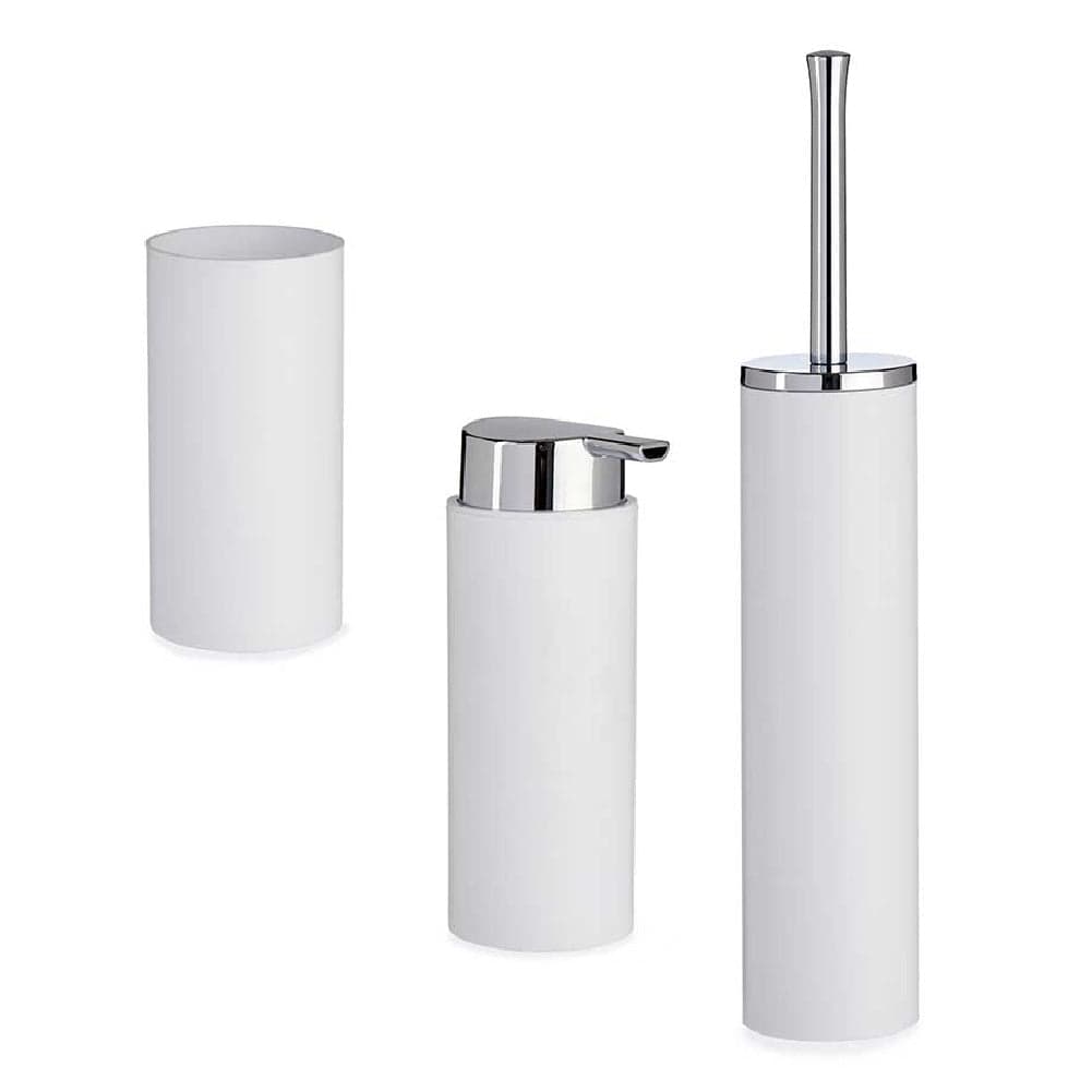 kit Accessori Bagno 3 pezzi Plastica Abs Bianco Silver Design Moderno Resistente in Set di accessori per il bagno Danyx - Casoria, commercioVirtuoso.it