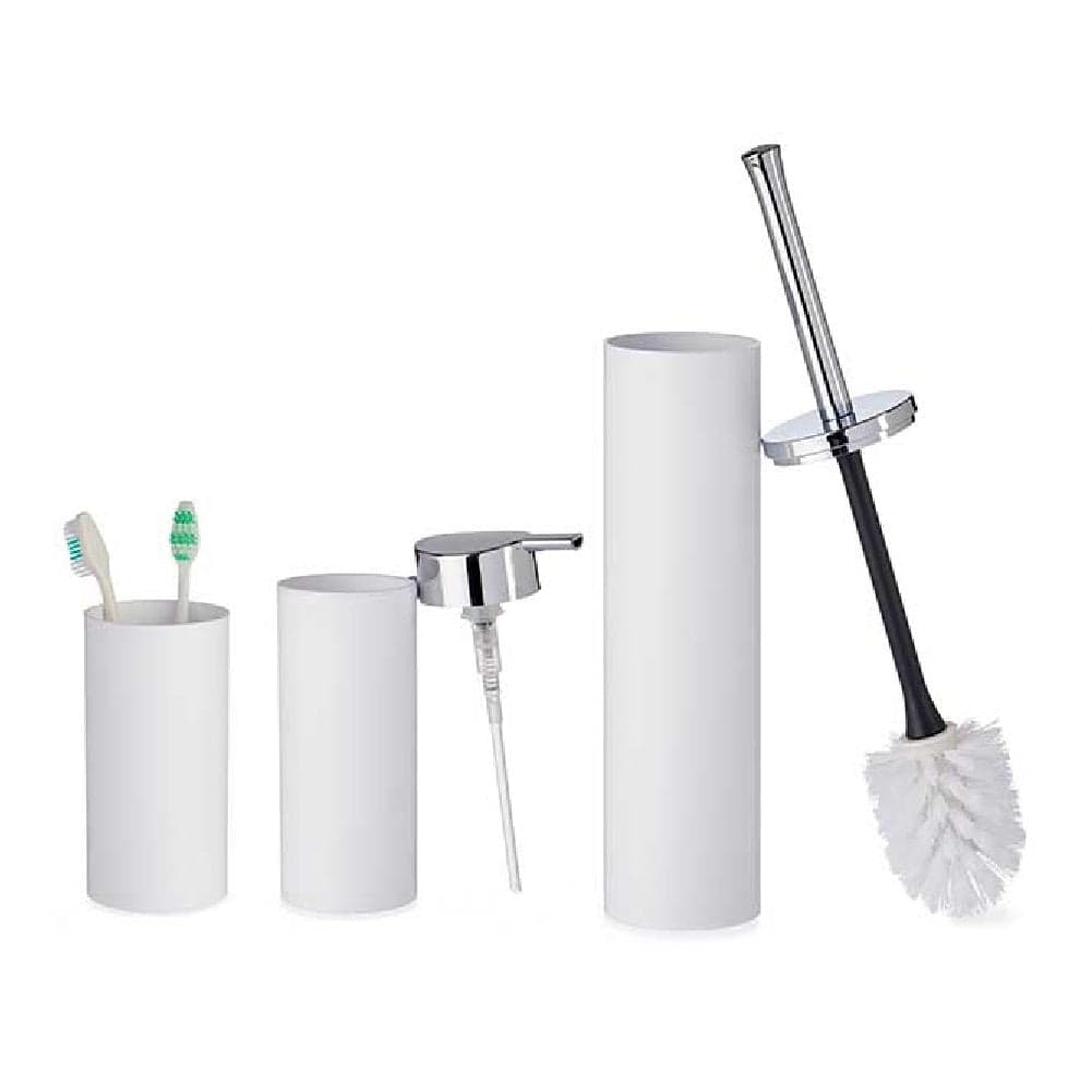 kit Accessori Bagno 3 pezzi Plastica Abs Bianco Silver Design Moderno Resistente in Set di accessori per il bagno Danyx - Casoria, commercioVirtuoso.it