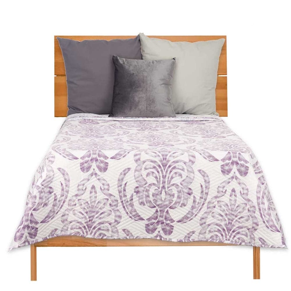 Trapuntino Letto Matrimoniale 240x260 cm Reversibile Bianco Viola Moderno in Trapunte Danyx - Casoria, commercioVirtuoso.it