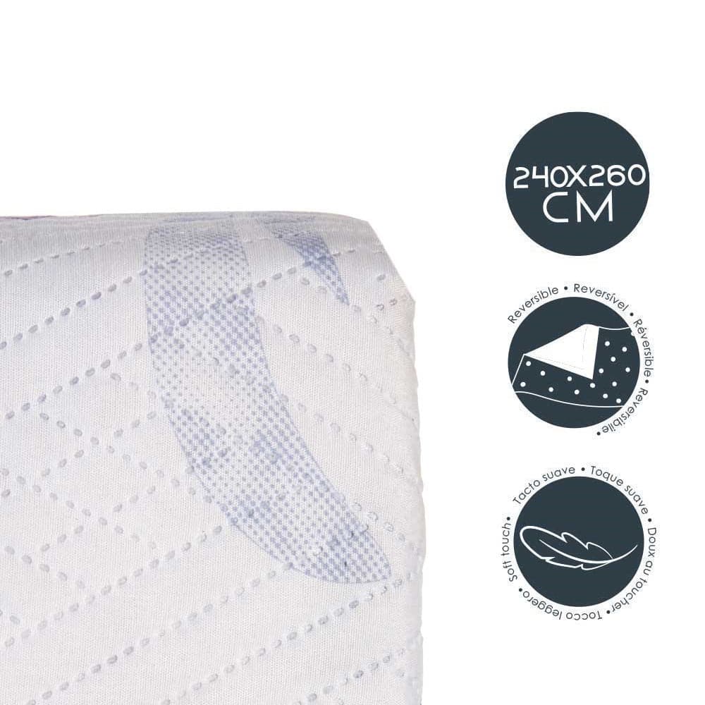 Trapuntino Letto Matrimoniale 240x260 cm Reversibile Bianco Viola Moderno in Trapunte Danyx - Casoria, commercioVirtuoso.it