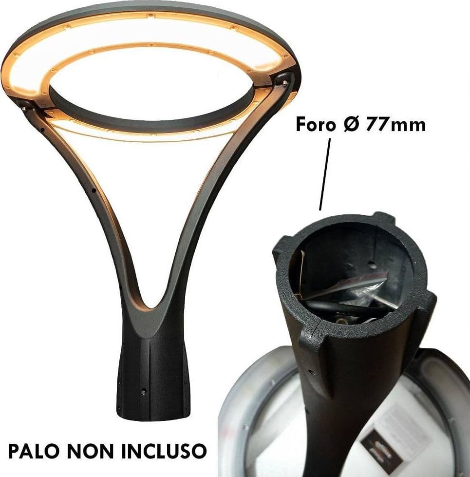 LAMPIONE MODERNO LED 100W CERCHIO FUNGO IP65 LUCE ESTERNI GIARDINO CORTILE GD-100W in Lampioni Trade Shop italia - Napoli, commercioVirtuoso.it