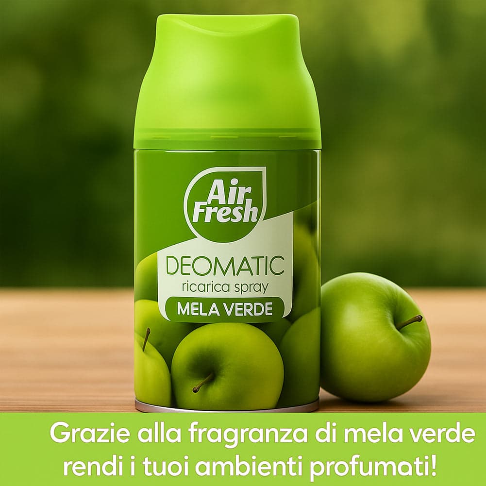 AIR FRESH Deomatic Set 6 x 250 ml Ricarica Spray Profumatore Ambiente Mela Verde in Spray profumati per la stanza Esplodia - Napoli, commercioVirtuoso.it