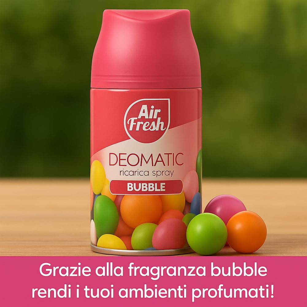 AIR FRESH Deomatic Set 6 x 250 ml Ricarica Spray Profumatore per Ambiente Bubble in Spray profumati per la stanza Esplodia - Napoli, commercioVirtuoso.it