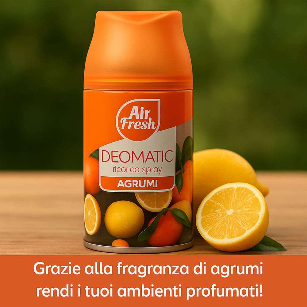AIR FRESH Deomatic Set 6 x 250 ml Ricarica Spray Profumatore per Ambiente Agrumi in Spray profumati per la stanza Esplodia - Napoli, commercioVirtuoso.it