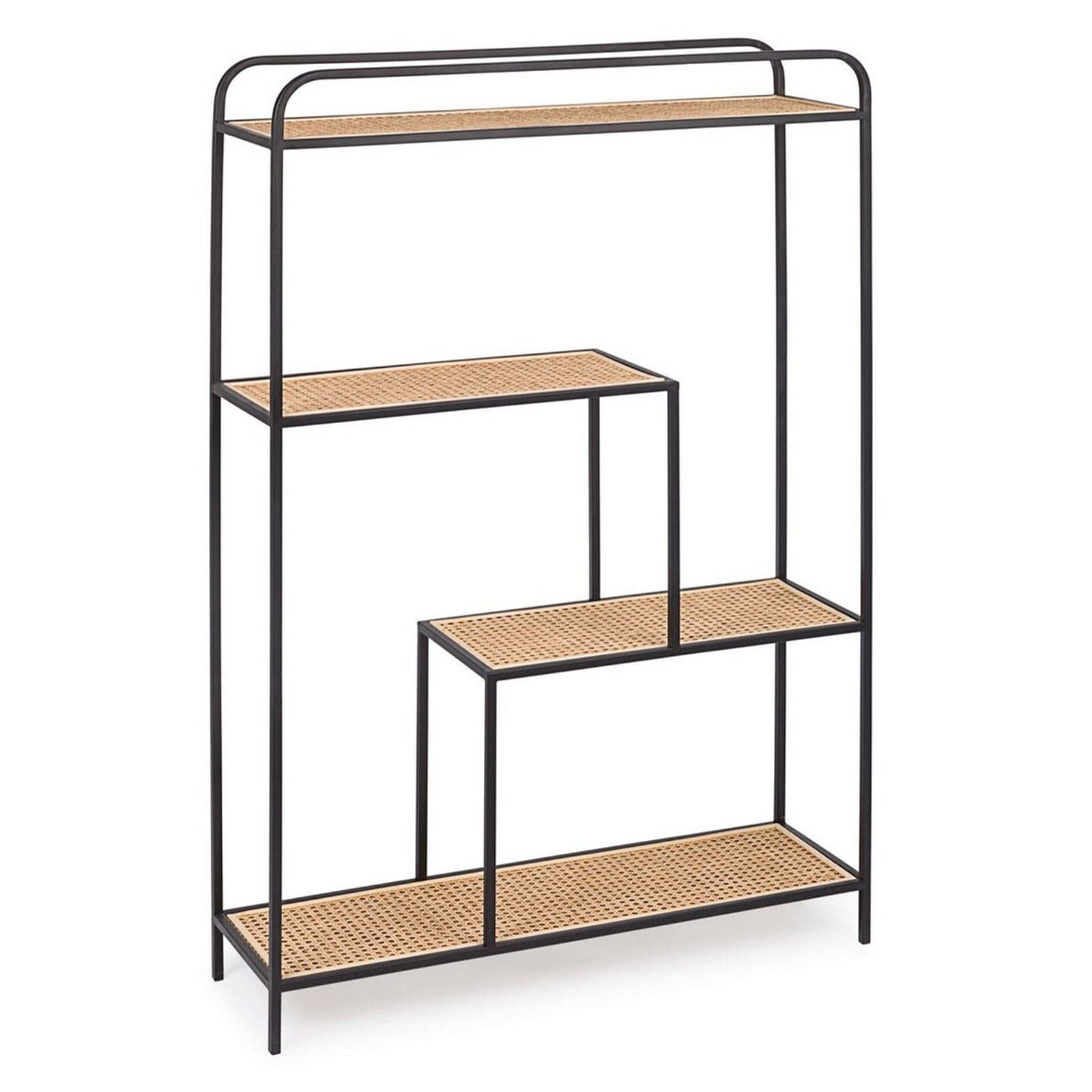 Libreria "Elyot" struttura in acciaio verniciato piani in MDF e rattan per interno - 7