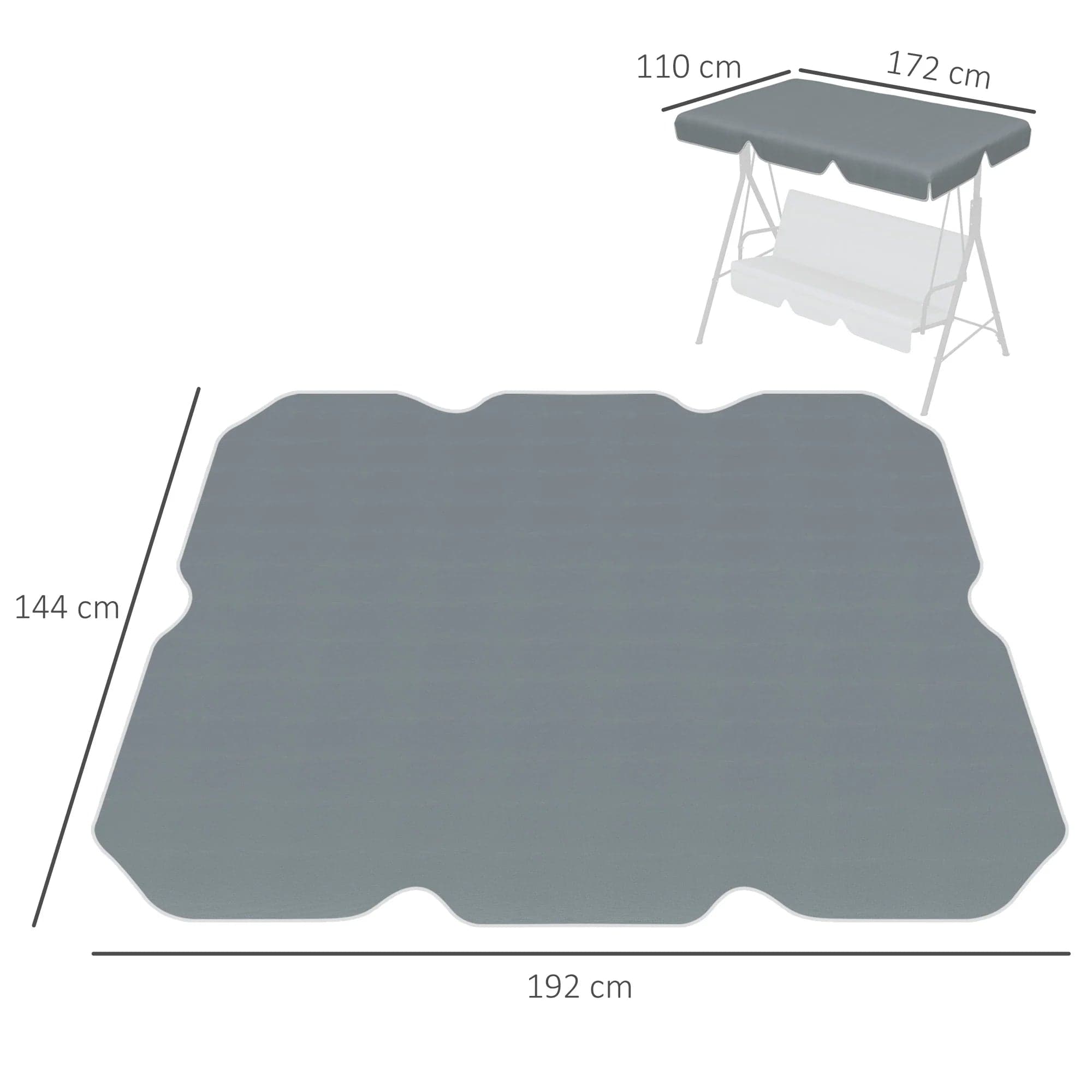 Tettuccio di Ricambio per Dondolo UV50+ 192x144 cm Grigio Scuro in Coperture per dondoli coperti Danyx - Casoria, commercioVirtuoso.it
