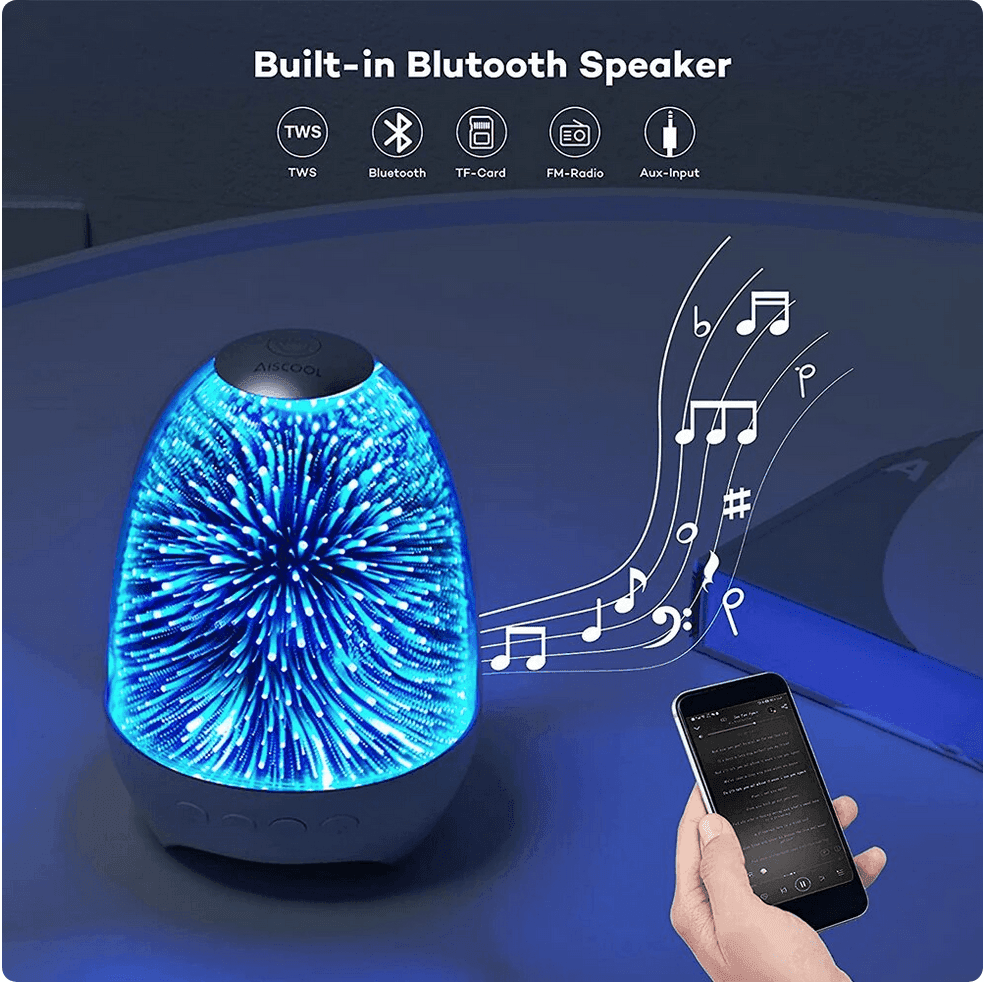 LAMPADA A LED LUCE NOTTE 3D CASSA BLUETOOTH INTEGRATA EFFETTO FUOCHI ARTIFICIO in Luci notturne per bambini Trade Shop italia - Napoli, commercioVirtuoso.it