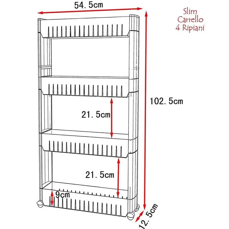 Carrellino Cucina Bagno Slim Salvaspazio 54.5x12.5 H 102.5cm Carrellino Porta Tutto in Carrelli porta oggetti Danyx - Casoria, commercioVirtuoso.it