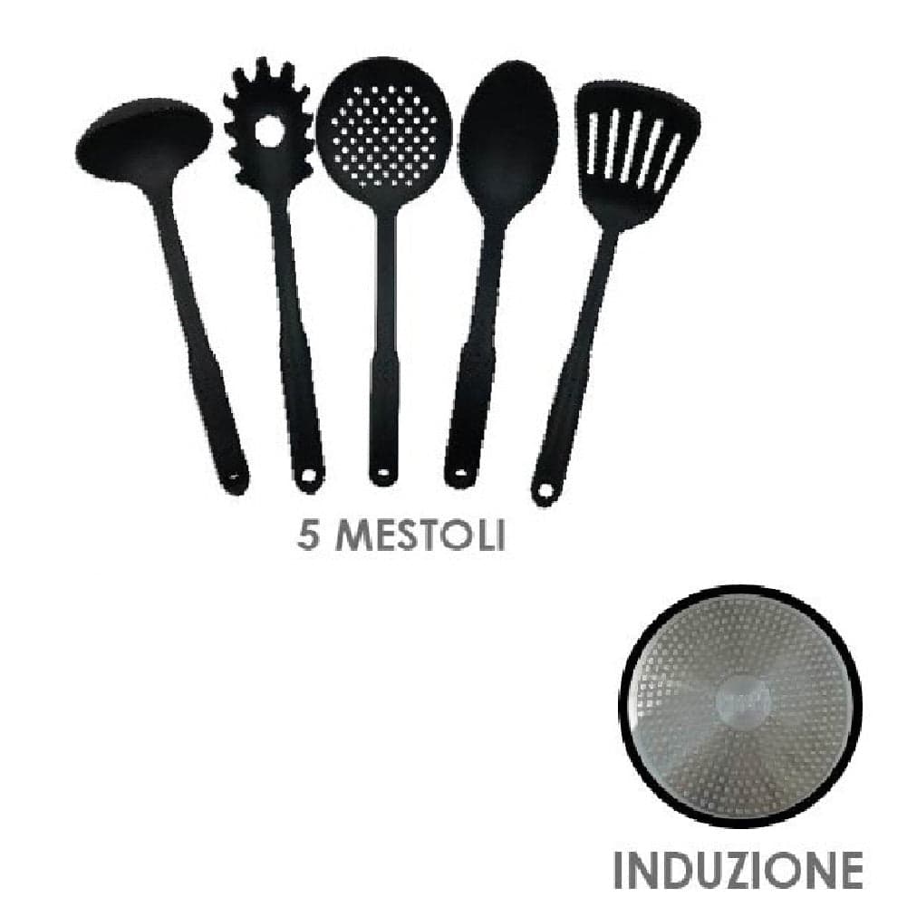 Set Padelle Induzione Pietra Antiaderenti 20/24/28 cm con Coperchi e 5mestoli Nero in Padelle universali Danyx - Casoria, commercioVirtuoso.it