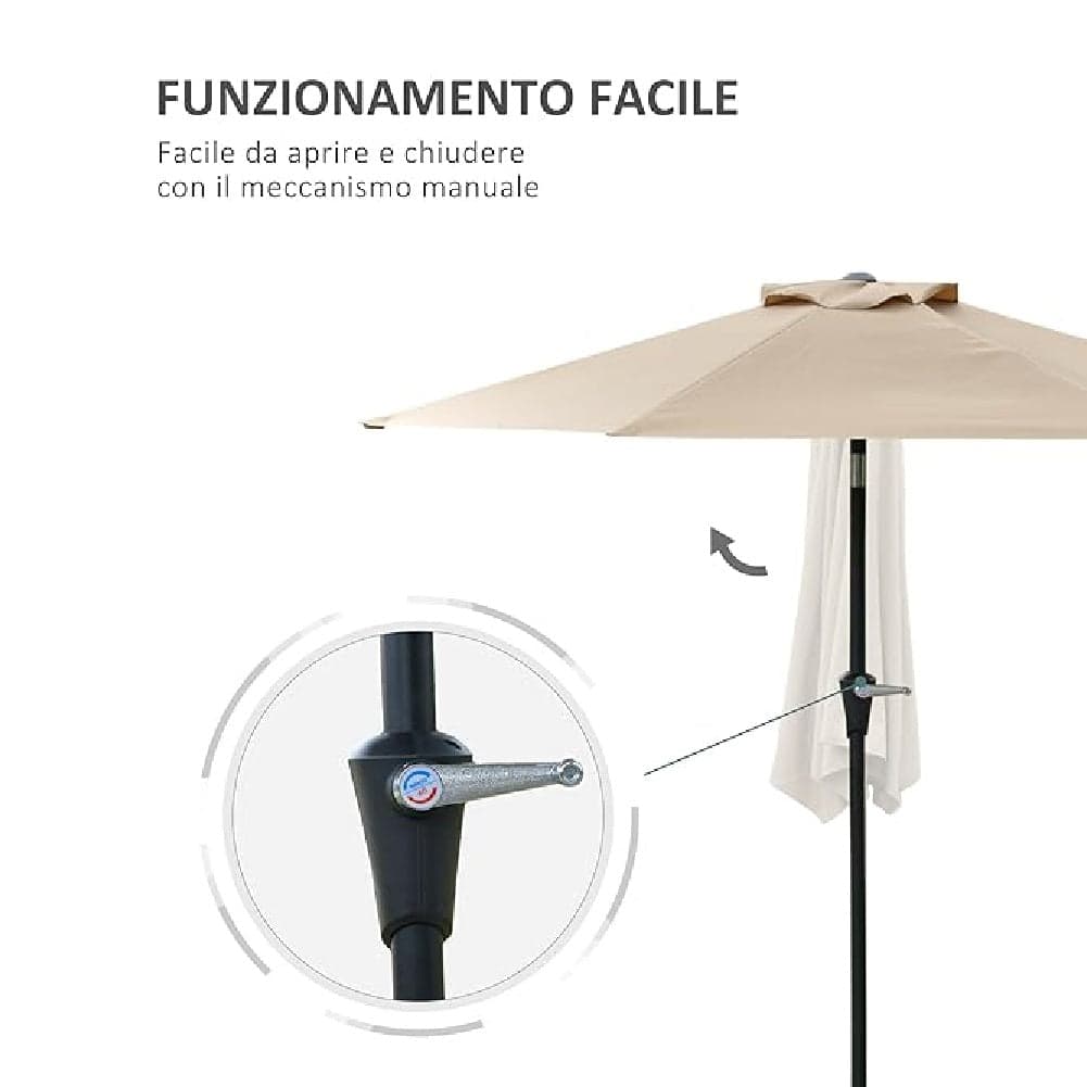 Ombrellone Giardino 2.7 mt con Palo Centrale AirVent Telo Poliestere Resistente Tortora in Ombrelloni Danyx - Casoria, commercioVirtuoso.it