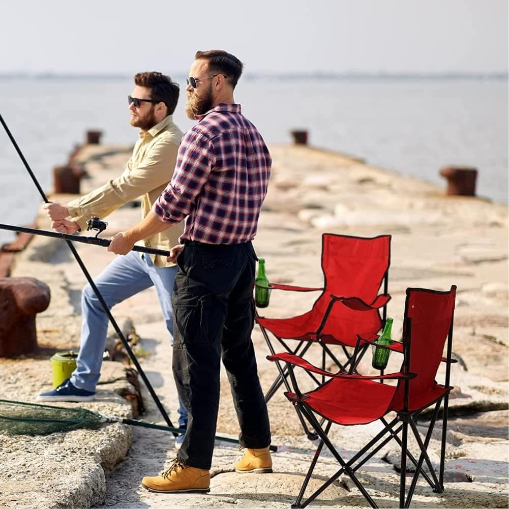 2pz Sedia Campeggio Portatile Pieghevole Telo Oxford Sacca con Maniglia H90cm Rosso in Sedie Danyx - Casoria, commercioVirtuoso.it