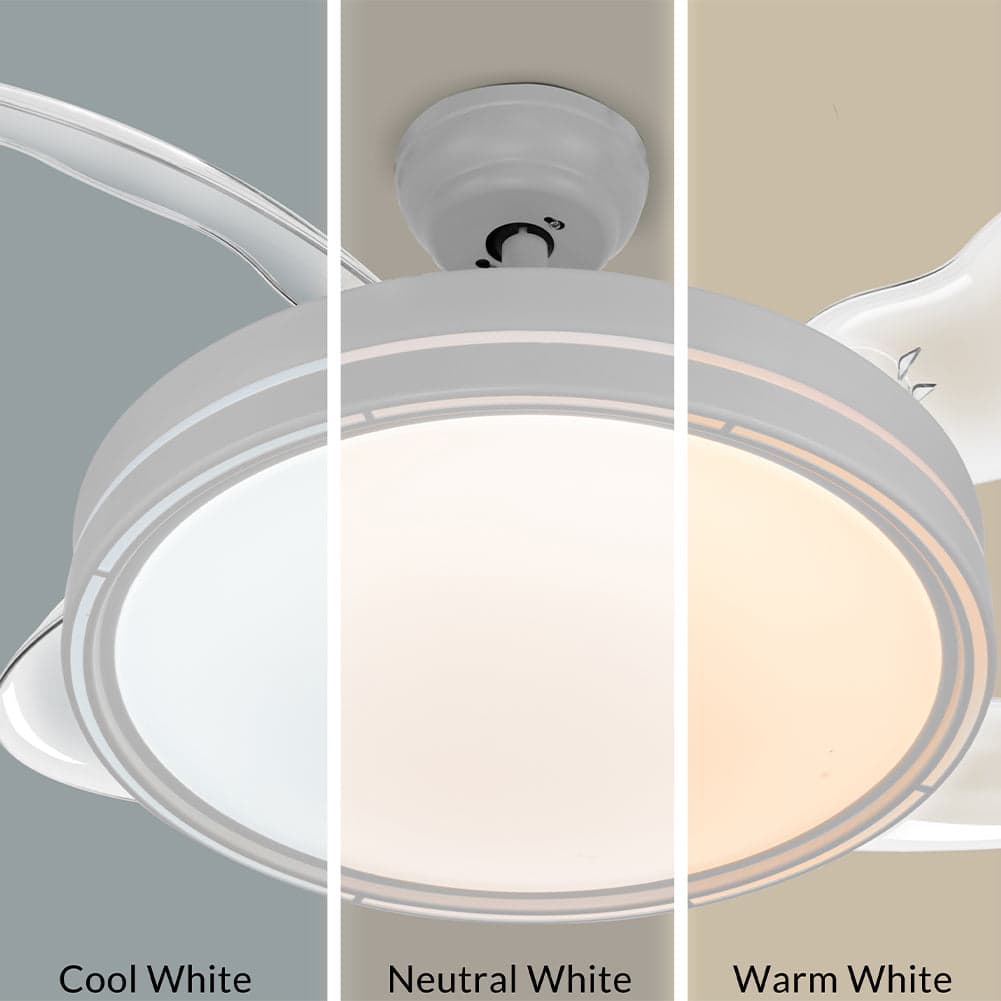Ventilatore da Soffitto 4 Pale Richiudibili Plafoniera LED 60W Telecomando 110 cm in Ventilatori da soffitto con lampada Danyx - Casoria, commercioVirtuoso.it