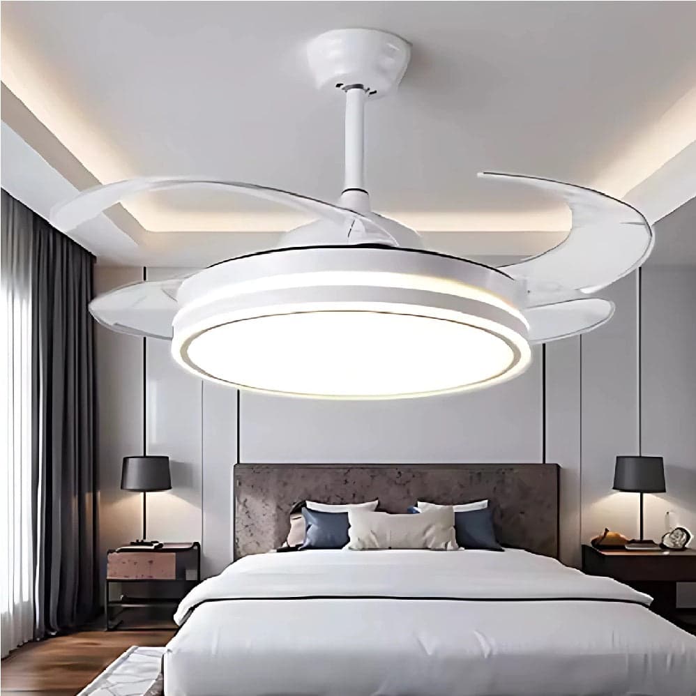 Ventilatore da Soffitto 4 Pale Richiudibili Plafoniera LED 60W Telecomando 110 cm in Ventilatori da soffitto con lampada Danyx - Casoria, commercioVirtuoso.it