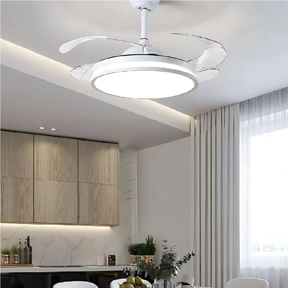 Ventilatore da Soffitto 4 Pale Richiudibili Plafoniera LED 60W Telecomando 110 cm in Ventilatori da soffitto con lampada Danyx - Casoria, commercioVirtuoso.it