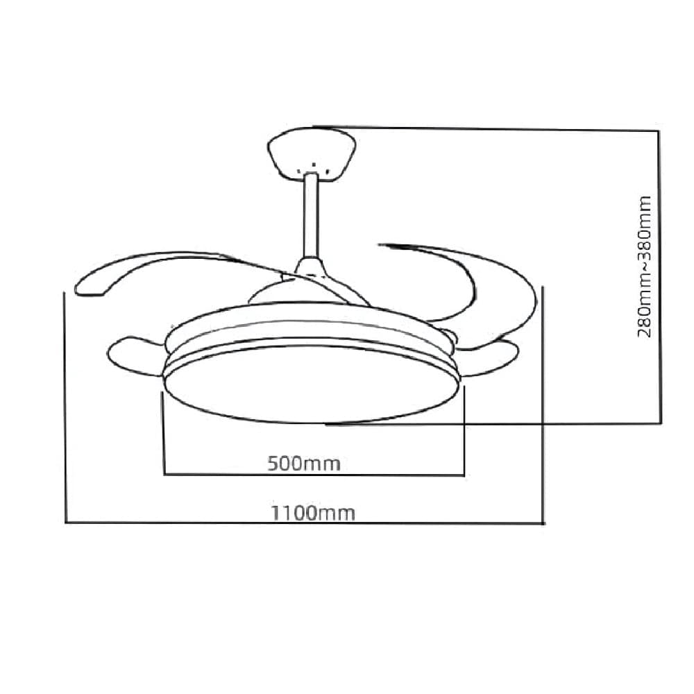 Ventilatore da Soffitto 4 Pale Richiudibili Plafoniera LED 60W Telecomando 110 cm in Ventilatori da soffitto con lampada Danyx - Casoria, commercioVirtuoso.it