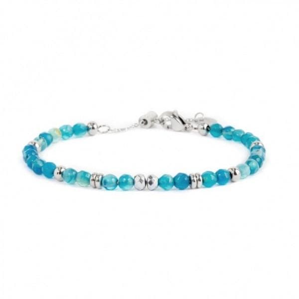 Marlu BRACCIALE SFERE AGATA AZZURRA ACCIAIO