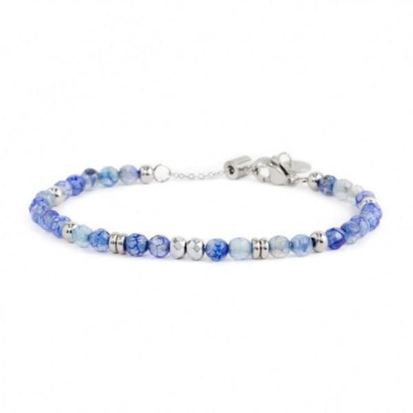 Marlu BRACCIALE SFERE AGATA BLU SCURO ACCIAIO