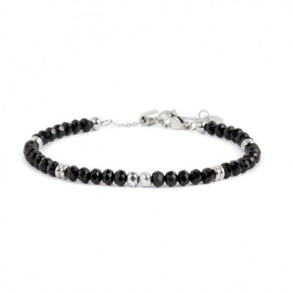 Marlù BRACCIALE SFERE AGATA NERA ACCIAIO