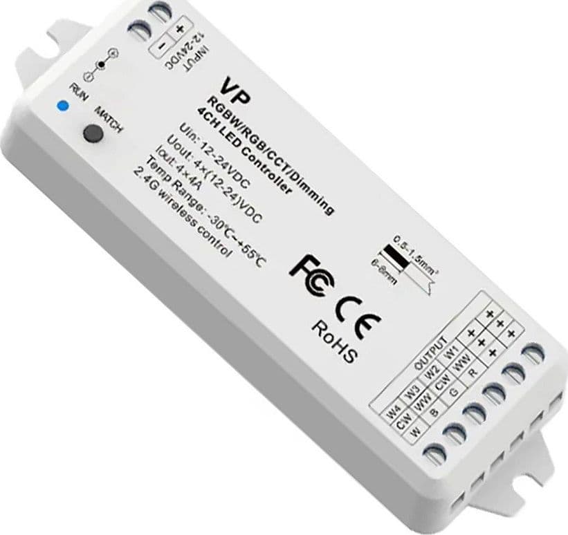 CENTRALINA VP CONTROLLER RF 15A 4CH DIMMER 288W STRISCE LUCI LED TELECOMANDO RGBW in Nastri LED Trade Shop italia - Napoli, commercioVirtuoso.it