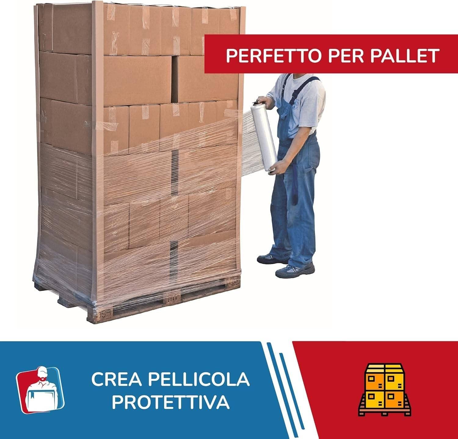 FILM ESTENSIBILE PELLICOLA TRASPARENTE ROTOLO MANUALE PER IMBALLO 160MX23MYX50CM in Pellicole estensibili Trade Shop italia - Napoli, commercioVirtuoso.it