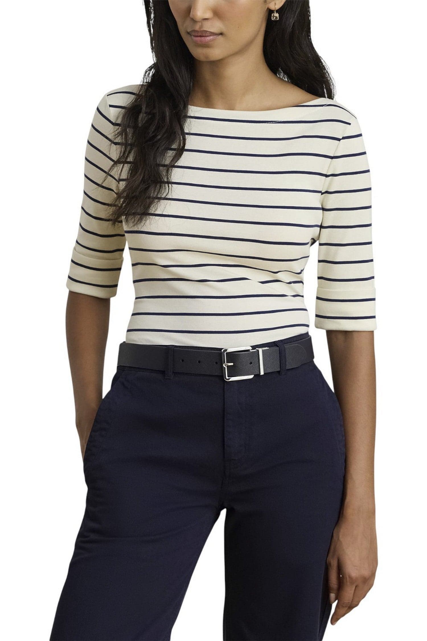 Ralph Lauren T-shirt e Polo Avorio/blu da donna in T-shirt Drestige - Casamassima, commercioVirtuoso.it