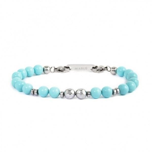 Marlu BRACCIALE SFERE TURCHESE ACCIAIO