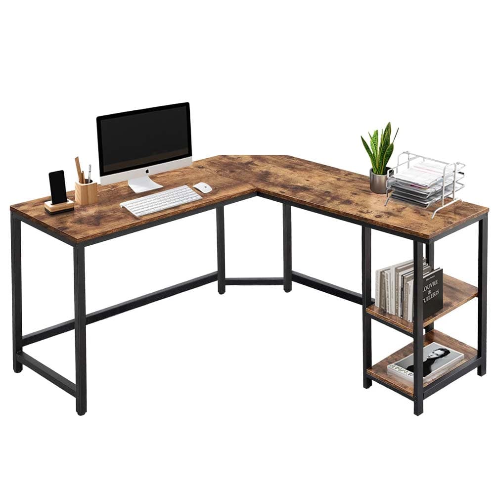 Scrivania Angolare Porta PC Stile Industriale con Libreria in Metallo e Legno mdf in Scrivanie Danyx - Casoria, commercioVirtuoso.it