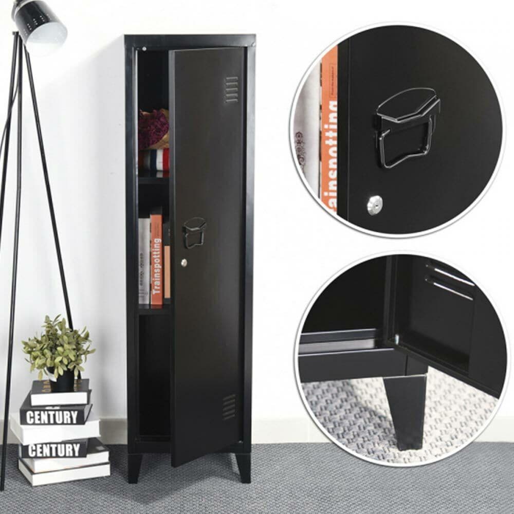 Armadietto Spogliatoio in Metallo con Chiave 1 Anta 3 Scomparti 138x38,5x38,5 Nero in Armadi Danyx - Casoria, commercioVirtuoso.it