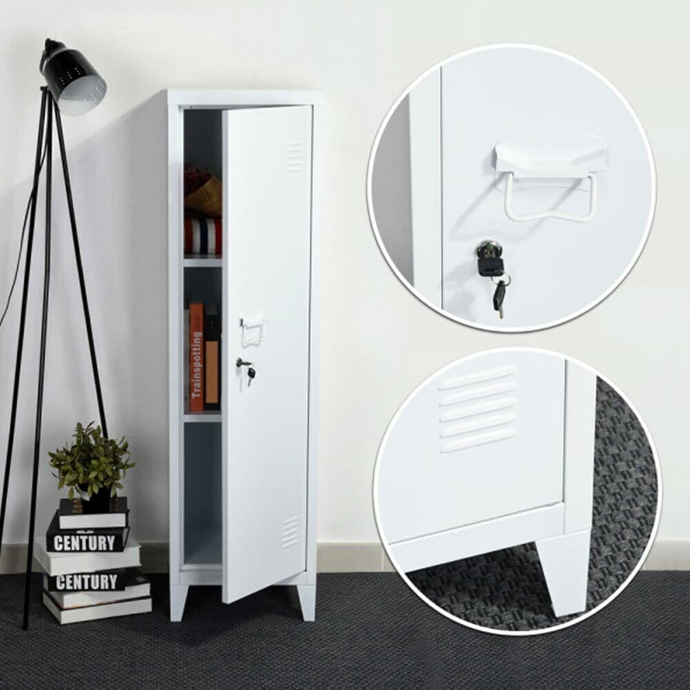 Armadietto Spogliatoio in Metallo con Chiave 1 Anta 3 Scomparti 138x38,5x38,5 Bianco in Armadi Danyx - Casoria, commercioVirtuoso.it