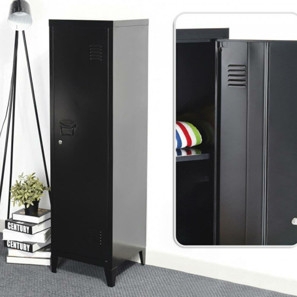 Armadietto Spogliatoio in Metallo con Chiave 1 Anta 3 Scomparti 138x38,5x38,5 Nero in Armadi Danyx - Casoria, commercioVirtuoso.it
