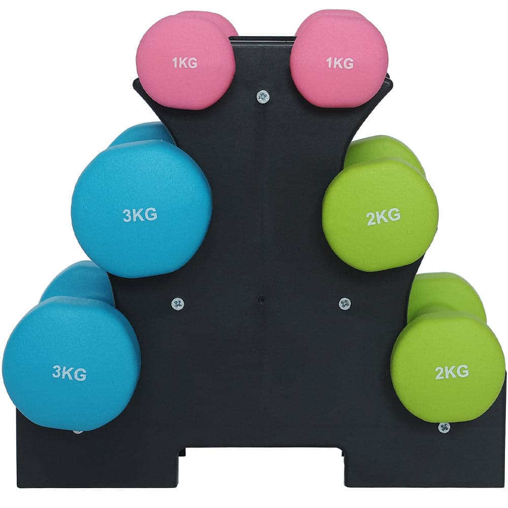 Set Manubri Palestra 6 Pesi Fitness 1kg 2kg 3kg con Supporto Stand Antirumore in Manubri Danyx - Casoria, commercioVirtuoso.it