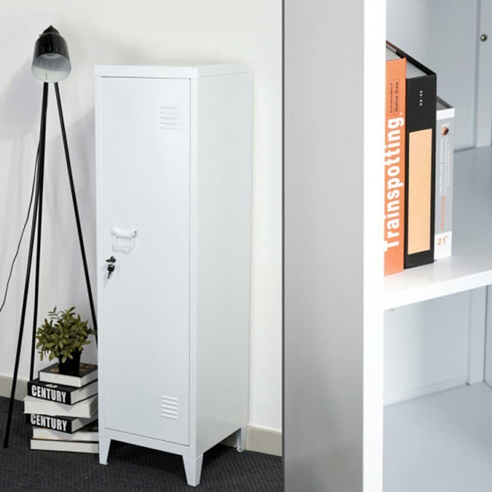 Armadietto Spogliatoio in Metallo con Chiave 1 Anta 3 Scomparti 138x38,5x38,5 Bianco in Armadi Danyx - Casoria, commercioVirtuoso.it