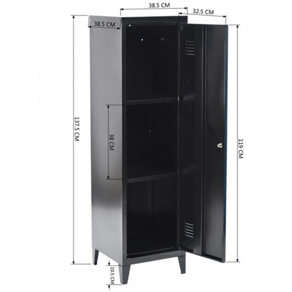 Armadietto Spogliatoio in Metallo con Chiave 1 Anta 3 Scomparti 138x38,5x38,5 Nero in Armadi Danyx - Casoria, commercioVirtuoso.it