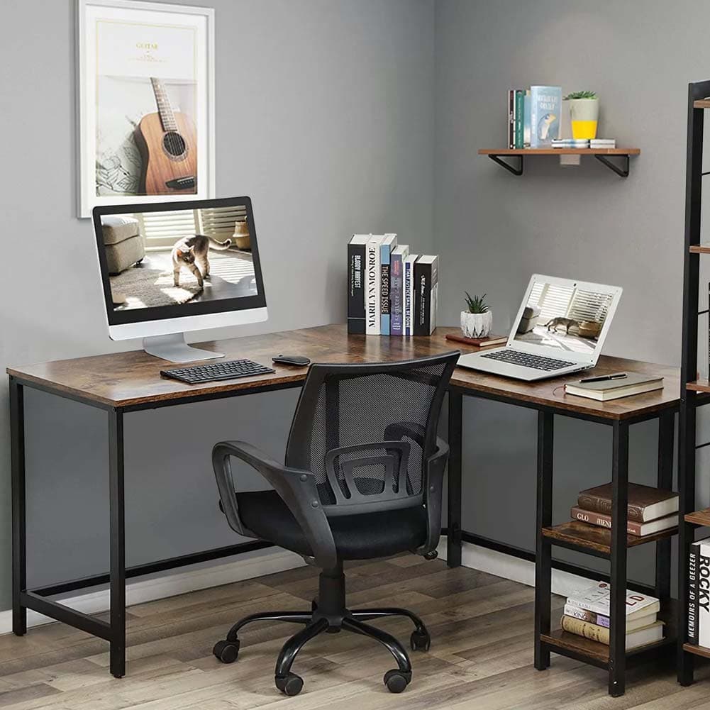 Scrivania Angolare Porta PC Stile Industriale con Libreria in Metallo e Legno mdf in Scrivanie Danyx - Casoria, commercioVirtuoso.it