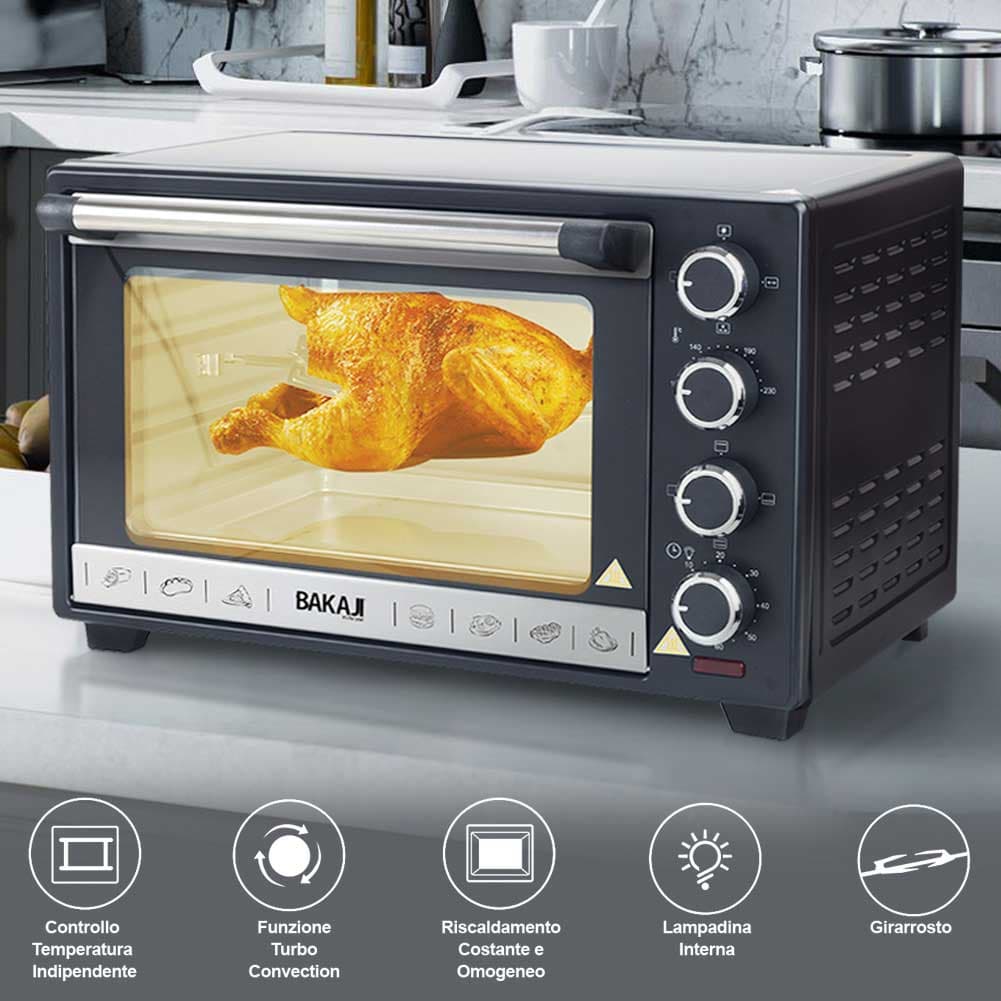Forno Elettrico Ventilato 48 LT con Girarrosto Luce Interna Timer 2000W in Fornetti elettrici Danyx - Casoria, commercioVirtuoso.it