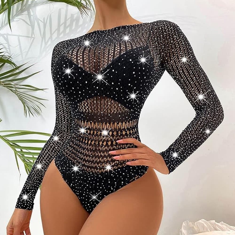 BODY CON STRASS IN RETE TRASPARENTE SEXY DONNA INTIMO IN PIZZO LINGERIE BABYDOLL in Babydoll Camicie da notte e Négligé Trade Shop italia - Napoli, commercioVirtuoso.it