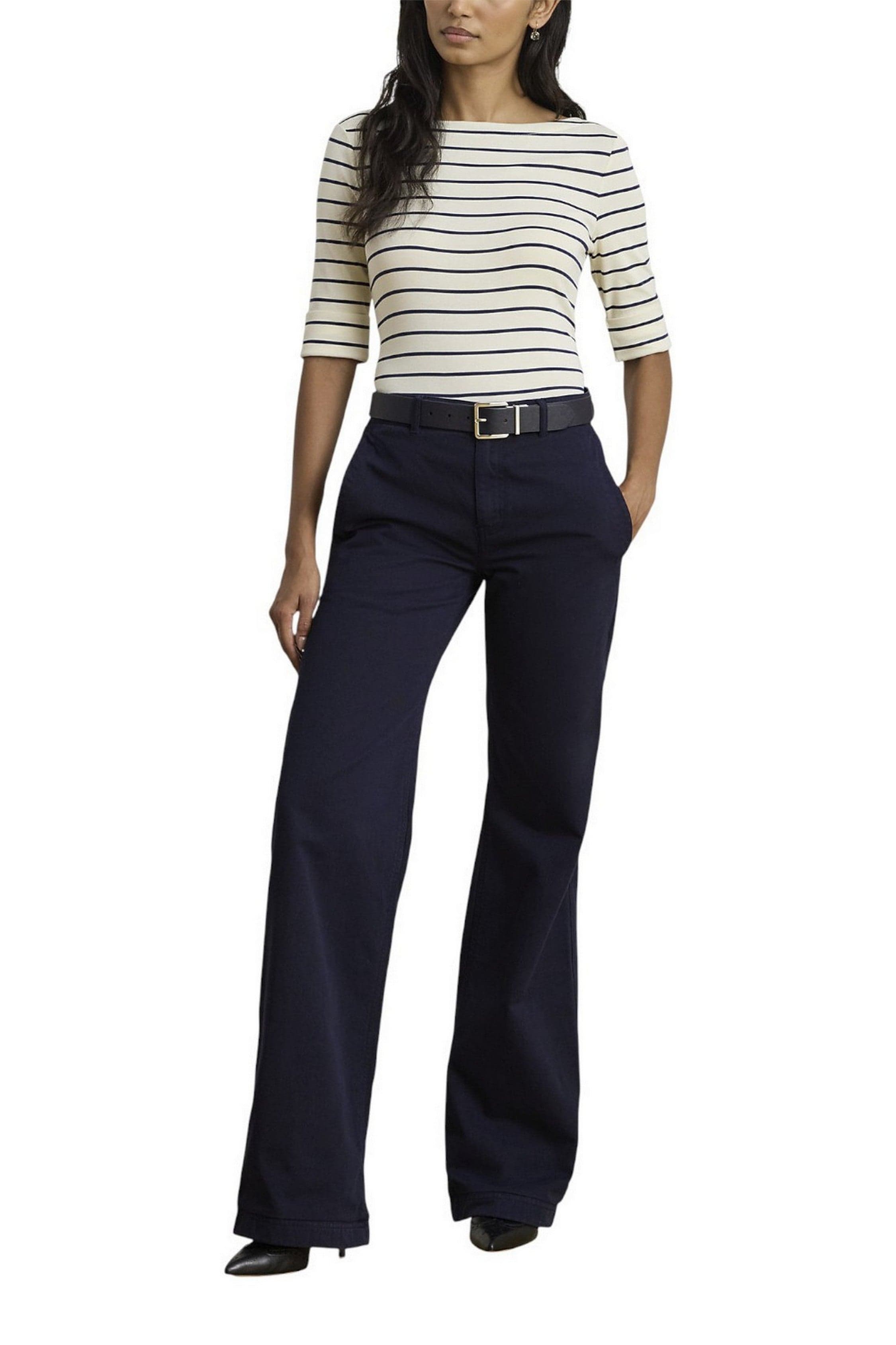 Ralph Lauren T-shirt e Polo Avorio/blu da donna in T-shirt Drestige - Casamassima, commercioVirtuoso.it