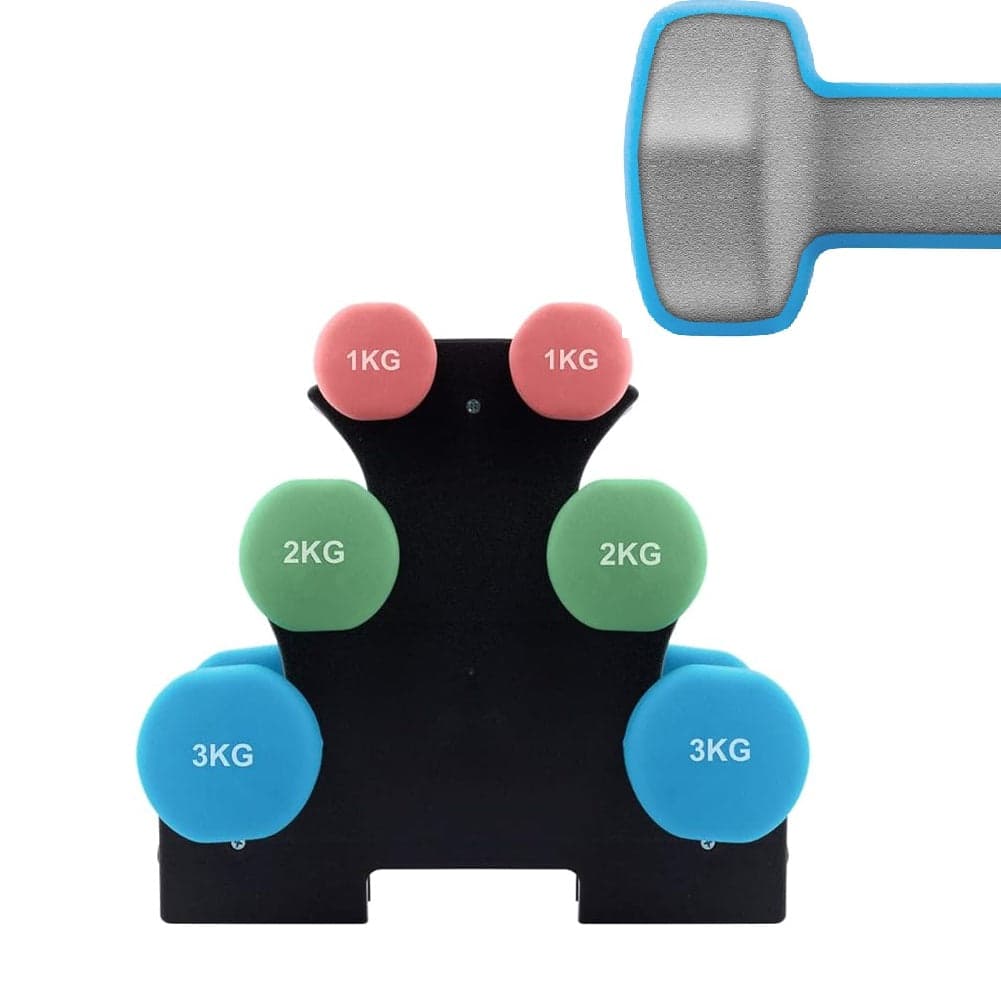Set Manubri Palestra 6 Pesi Fitness 1kg 2kg 3kg con Supporto Stand Antirumore in Manubri Danyx - Casoria, commercioVirtuoso.it