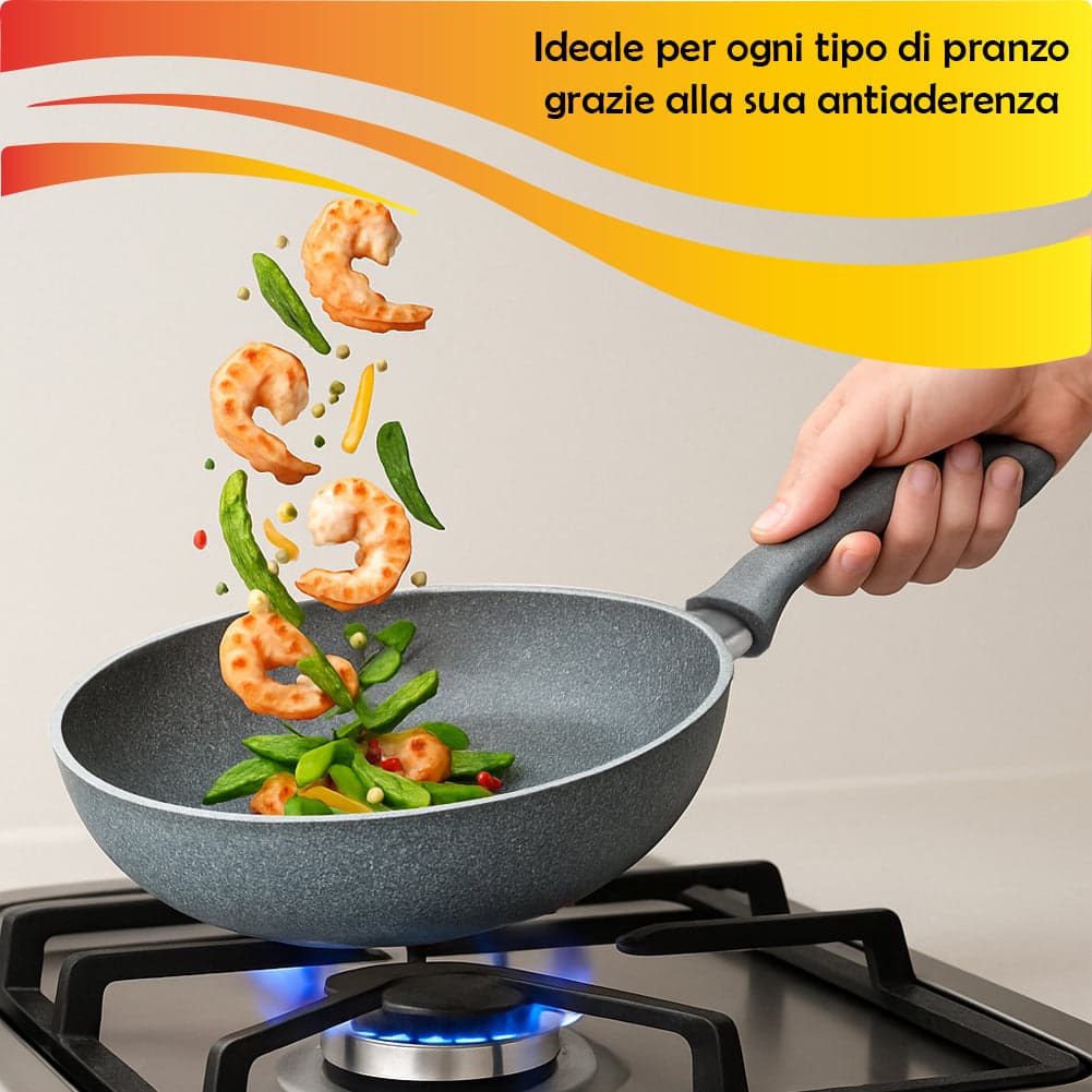 Set 3 Padelle Primolla 20-24-28cm in Alluminio Effetto Pietra Piano Cottura Gas in Padelle universali Esplodia - Napoli, commercioVirtuoso.it