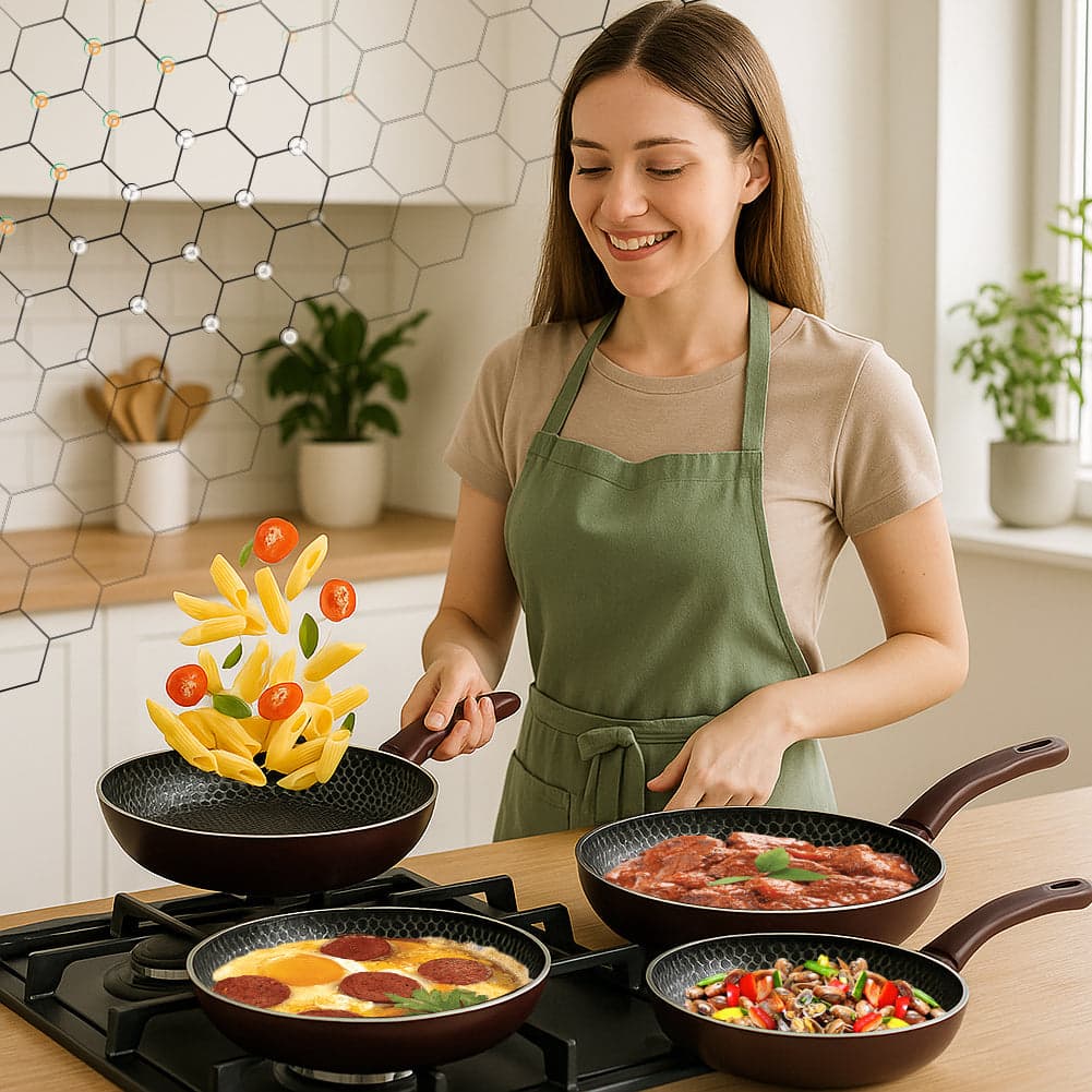 Set 3 Padelle Bee Rivestimento Nido D'Ape Antiaderente Made in Italy 20-24-28cm in Set di padelle Esplodia - Napoli, commercioVirtuoso.it